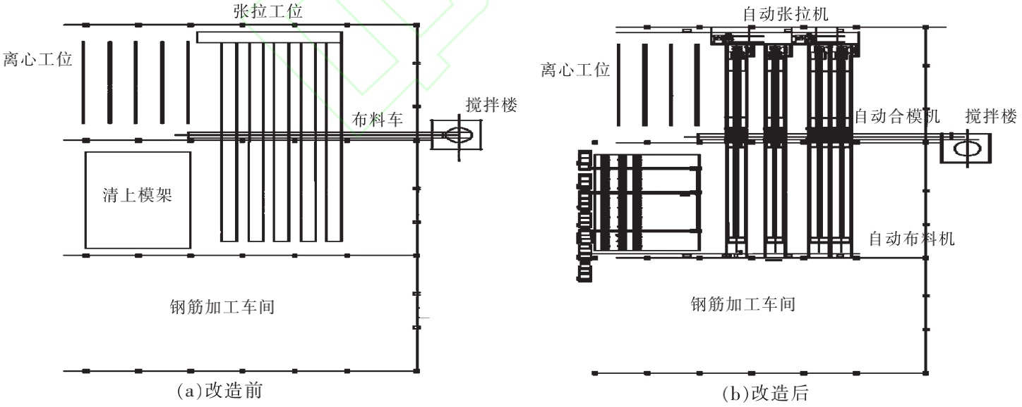 圖1 前臺改造前后的平面布置圖